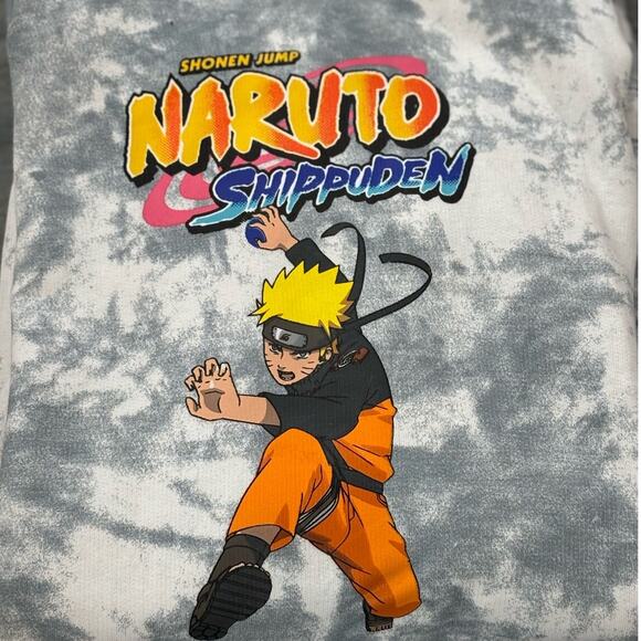 Men’s Shonen Jump Naruto Shippuden Drawstring Hoodie M Tie Dye Grey - Picture 3 of 7